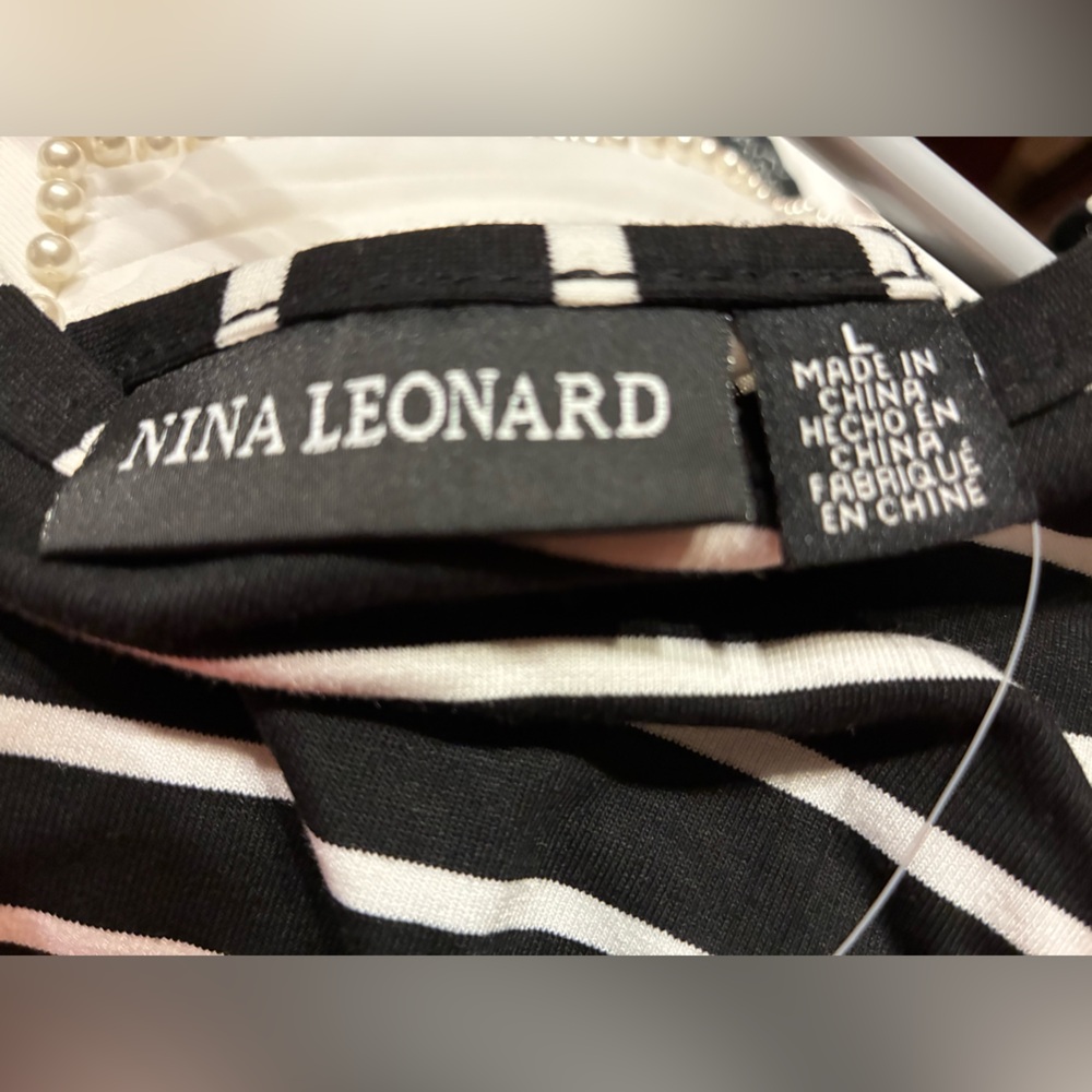 Nina Leonard Monochrome Striped Blouse